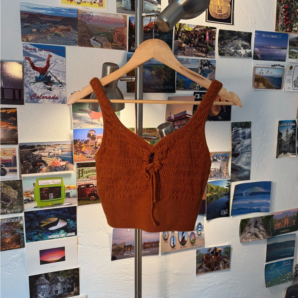 Lulu's Terracotta Knit Crop Top